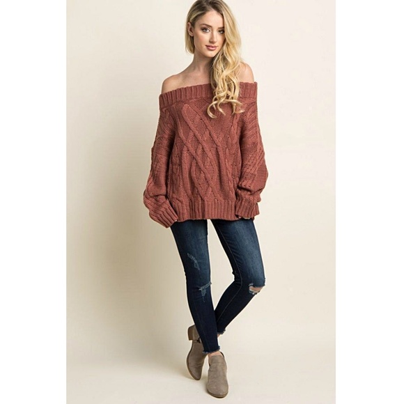 Aakaa Off The Shoulder Oversized Sweater - Picture 4 of 4